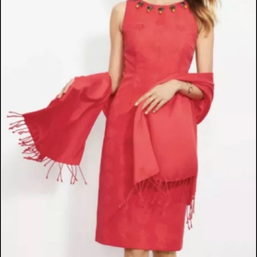 Talbots coral shift dress rhinestone